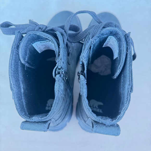 Sorel Explorer Black Leather Lace-Up Combat Boots Side Zip Women size 8 - Picture 9 of 14